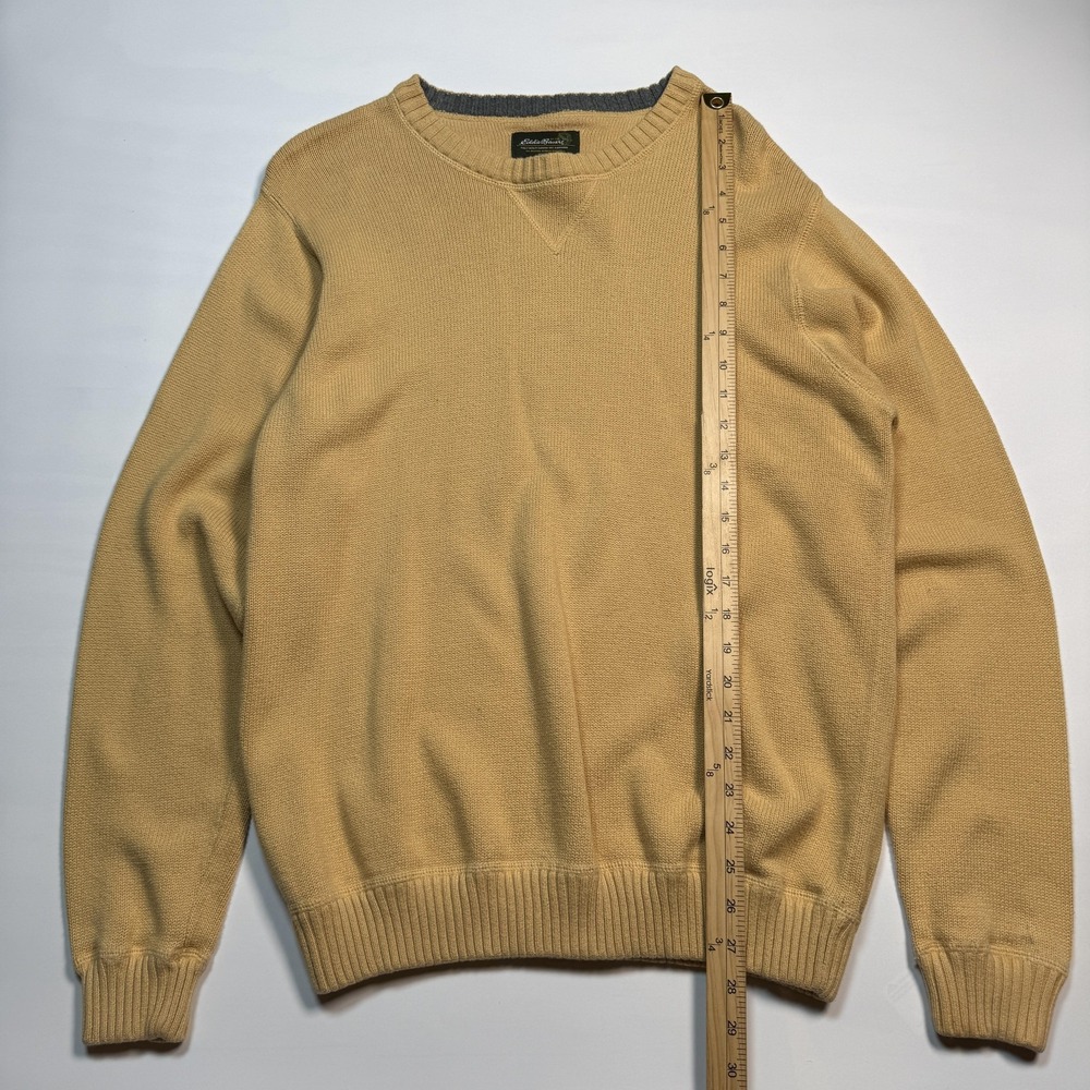 Eddie Bauer Sweater Mens Large Beige Cotton Crewneck Pullover Knit Casual Y2K - Picture 4 of 6